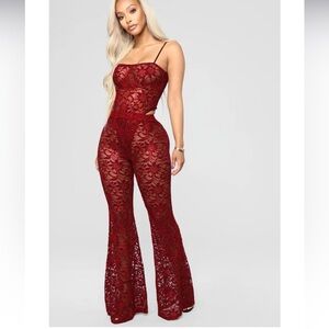 Red Lace Jumpsuit